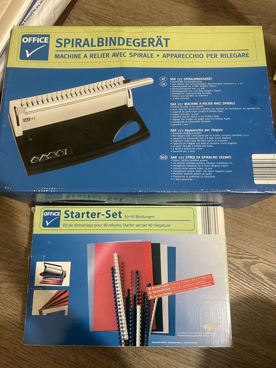 Bindegeräte: Spiral Binding Machine + Starter Set – Gebraucht aus Zürich von Happypuppy999