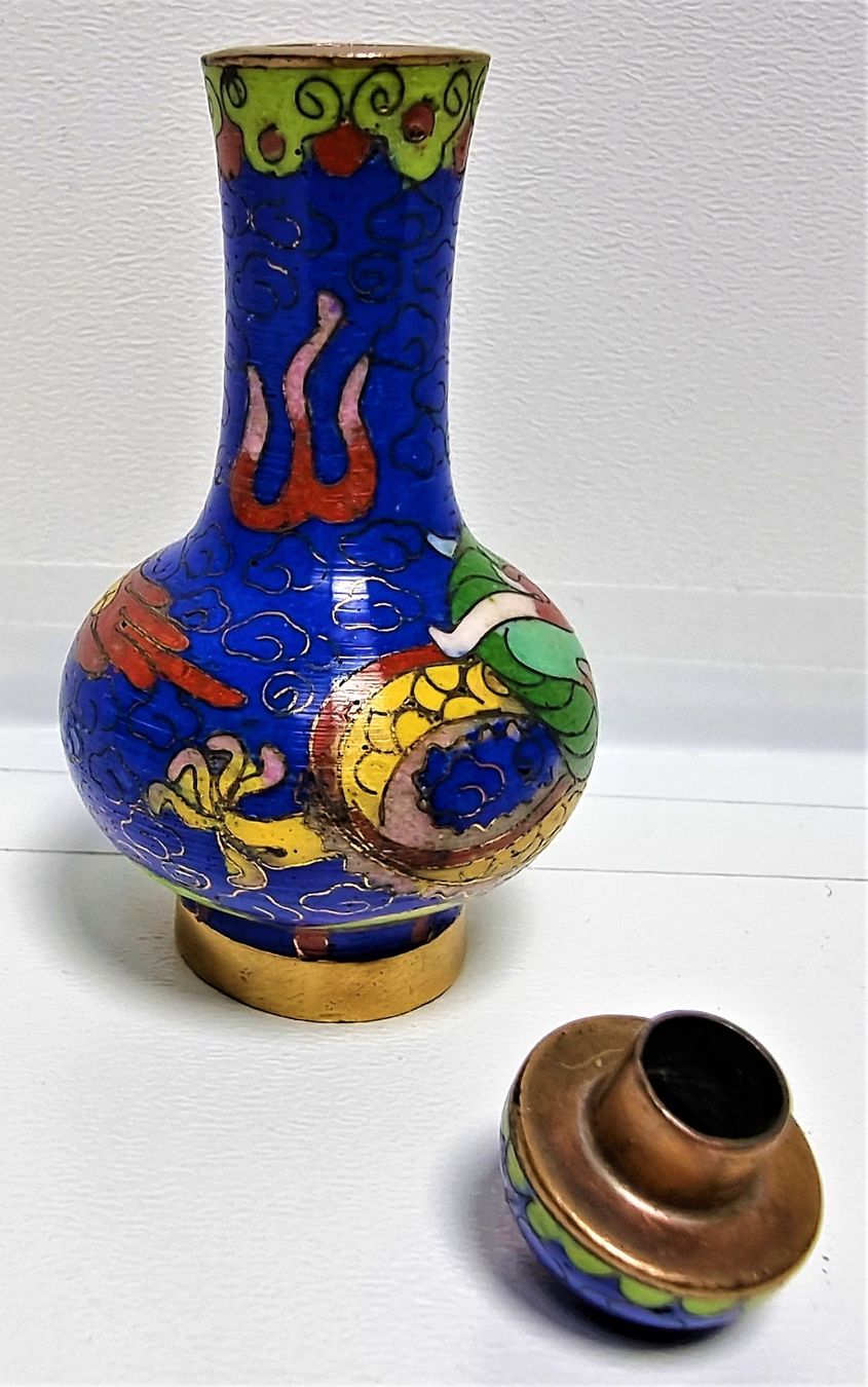 Tutte le decorazioni: Chinesische Cloisonné mit Deckel in Form einer Vase – Usato da Emmenbrücke venduto da Lenssen 5
