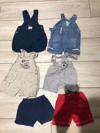 Kleiderset Gr 68, kurze Latzhosen u. kurze Hosen, 6 teilig