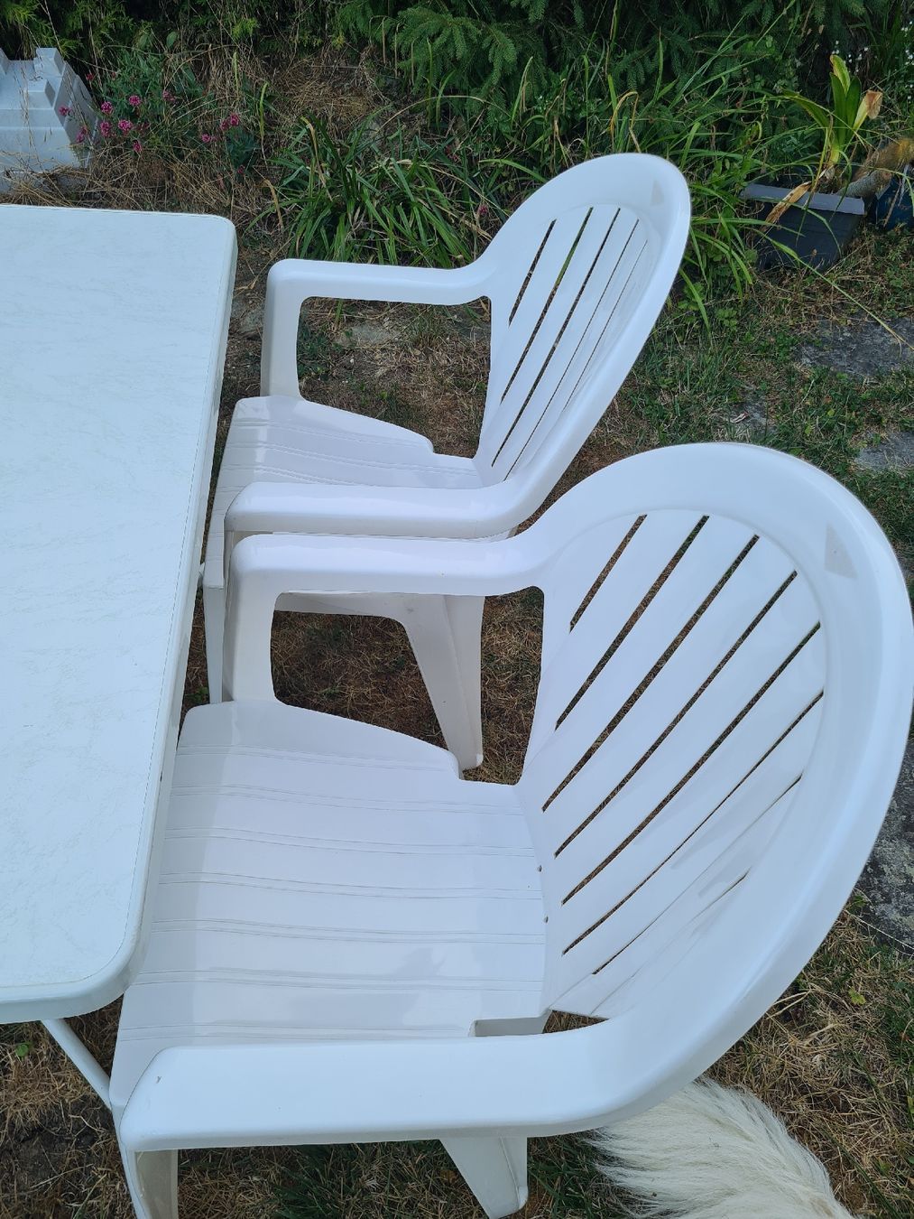 Tischset: Gartentisch mit 4 Stühlen Set weiss Kunststoff, Mecalit – Gebraucht aus Sissach von pablum87 3