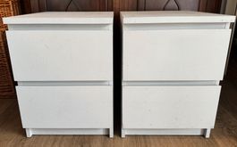 2 Stück Ikea Malm Nachttisch hellgrau gestrichen