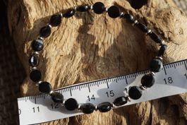 Turmalin Schwarz    6.6mm   Armband mit  925 Silberteilen