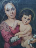 MADONNA mit KIND KOPIE OEL nach B.E.MURILLO sign. von 1944