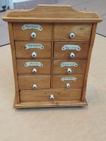 Gewürzschränkchen Holz, antik, mit 9 Schubladen