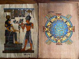 Zwei schöne Ägyptische Zeichungen auf Papyrus