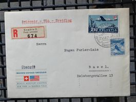 Flugpost Erstflug Swissair USA Gelaufen 1947