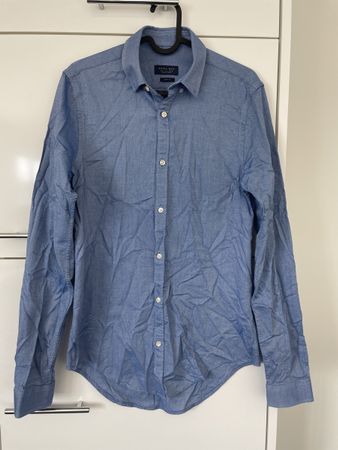 Zara Man Hemd Slim Fit Grösse S blau Ellbogen-Patches