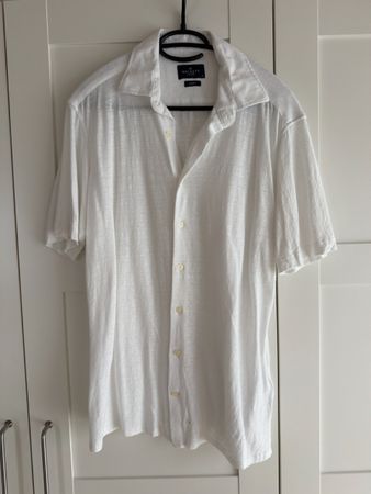 Hackett London Leinenhemd, Weiss, Gr. M, Slim Fit