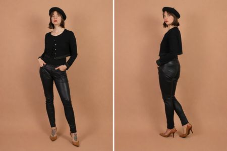 2000s Burberrys Leather Skinny Trousers - Size S