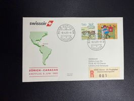 Swissair Erstflugbrief Zürich-Caracas 1985