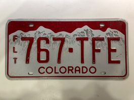 ORIGINAL USA Nummernschild, Colorado 767 TFE