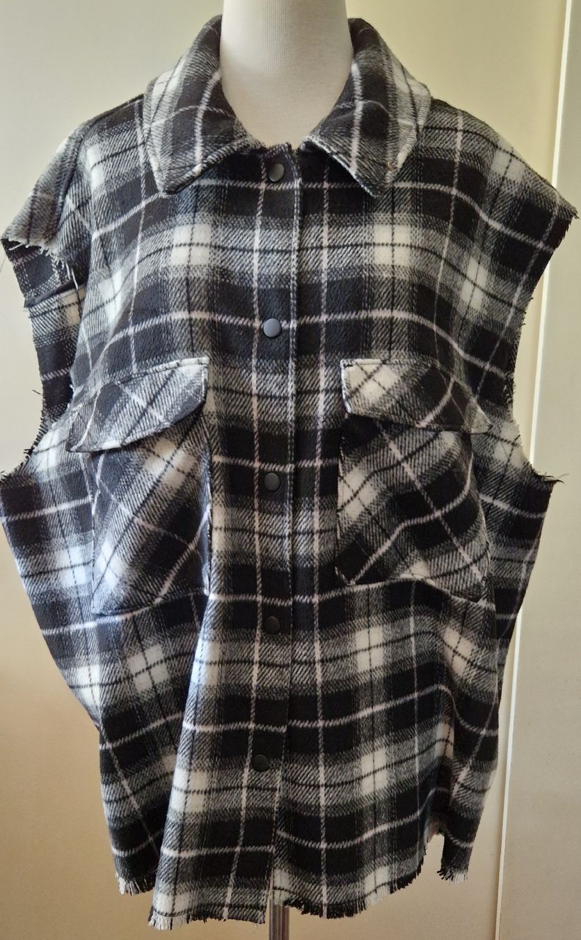 H&M Gilet & Giacche: Schwarz-weiss-karierte Flanell-Weste – Nuovo (secondo la descrizione) da Oberengstringen venduto da Sheera7