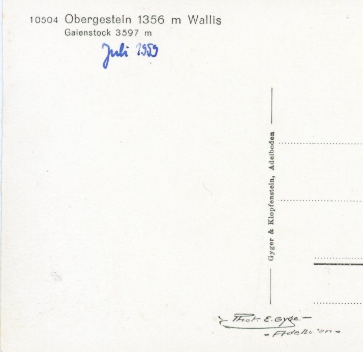 Cartoline postali: Obergesteln  VS    mit Galenstock      um 1959 – Usato da Brig venduto da Valcards54 1