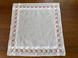 Taschentuch Baumwolle Weiss mit Rosen-Stickerei 🌹