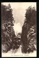 Brünig, Bergbahn zwischen den Felsen, P