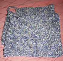 2 Topflappen Baumwolle 23 x 22 beige-blau-lila  NEU