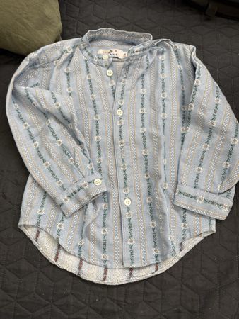Trachtenhemd Wenet Textilien blau Blumenmuster Grösse 86