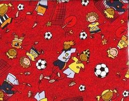 Baumwollstoff 50 x 140 cm  Fussball rot