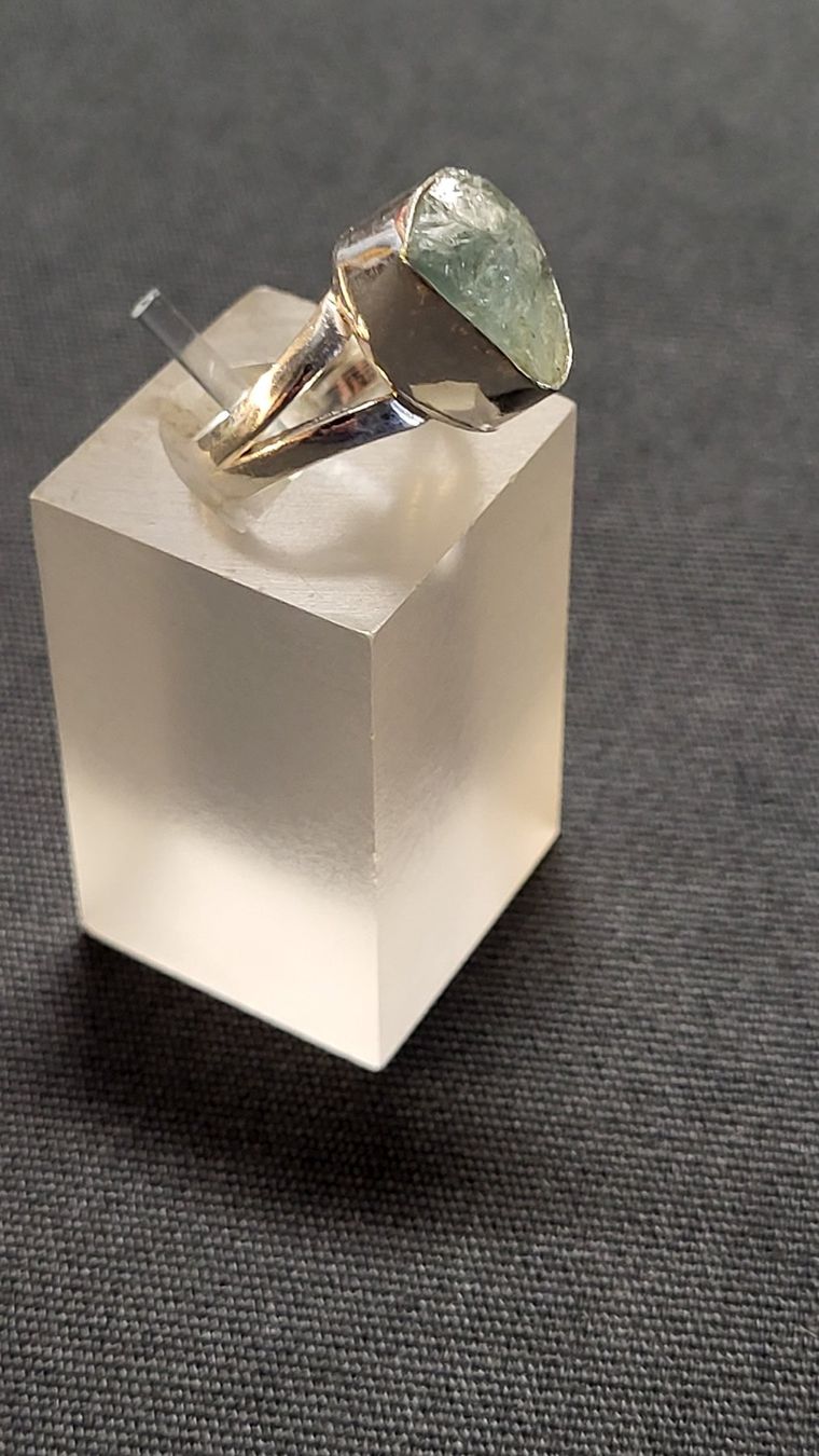 Anelli: Silber-Ring mit ungeschliffenem Stein – Usato da Basel venduto da spinne02