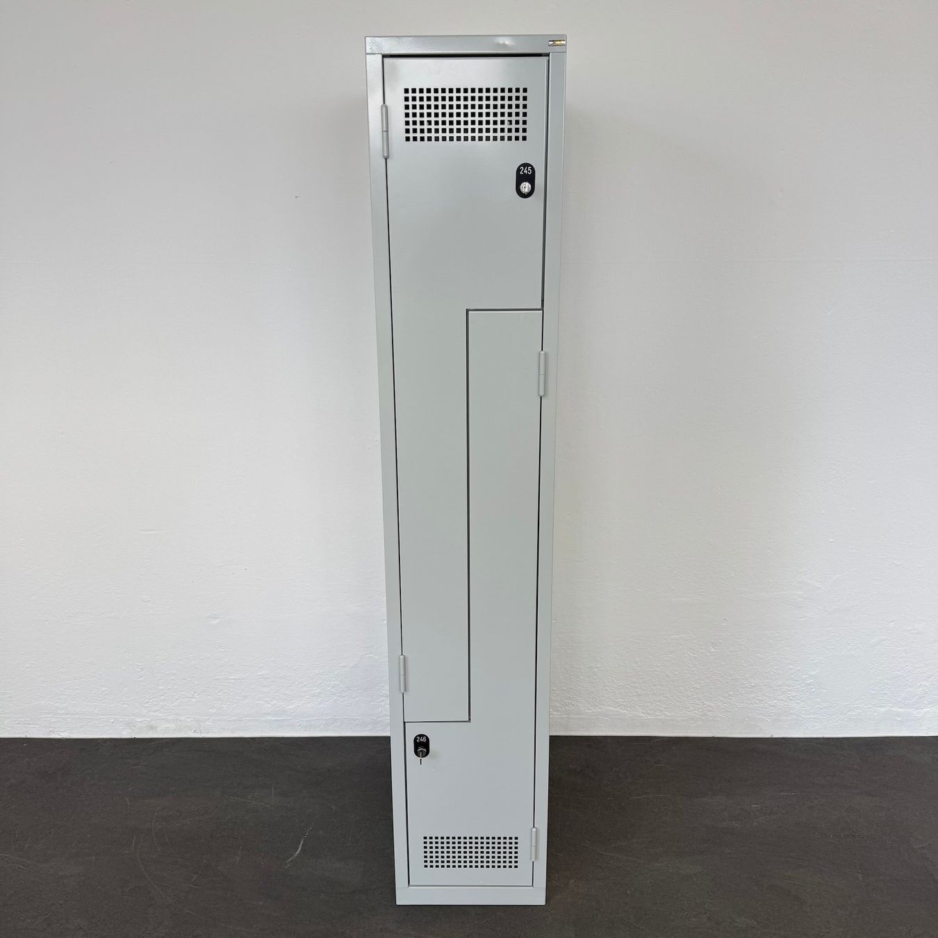 Schränke: C + P Möbelsysteme Classic Plus Z-Spind 2 Abteile Lichtgrau – Gebraucht aus Schönenwerd von mcofficeshop