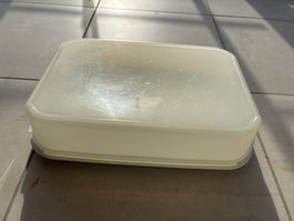 Tupperware Box mit Deckel, rechteckig, weiss