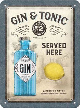 Schilder: Blechschild 3D-GIN&TONIC-SERVED HERE - 15 X 20 CM – Neu und originalverpackt aus Rupperswil von big-one-sale