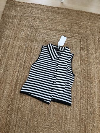 Zara  Top gestreift mit Kragen schwarz weiss.M. Neu