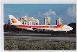 Schöne Ansichtkarte Aviatik IBERIA BOEING 747-256B (scd)