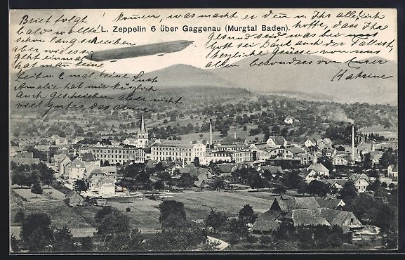 Cartoline postali: Gaggenau /Murgtal, L. Zeppelin 6 über d – Usato da Berlin venduto da bartko-reher