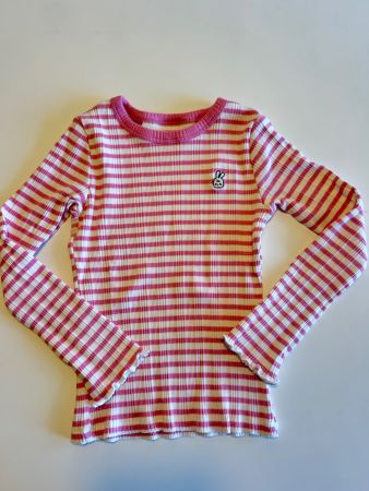 Langarm Ripp-Shirt von H & M - rosa gestreift - Gr. 110/116