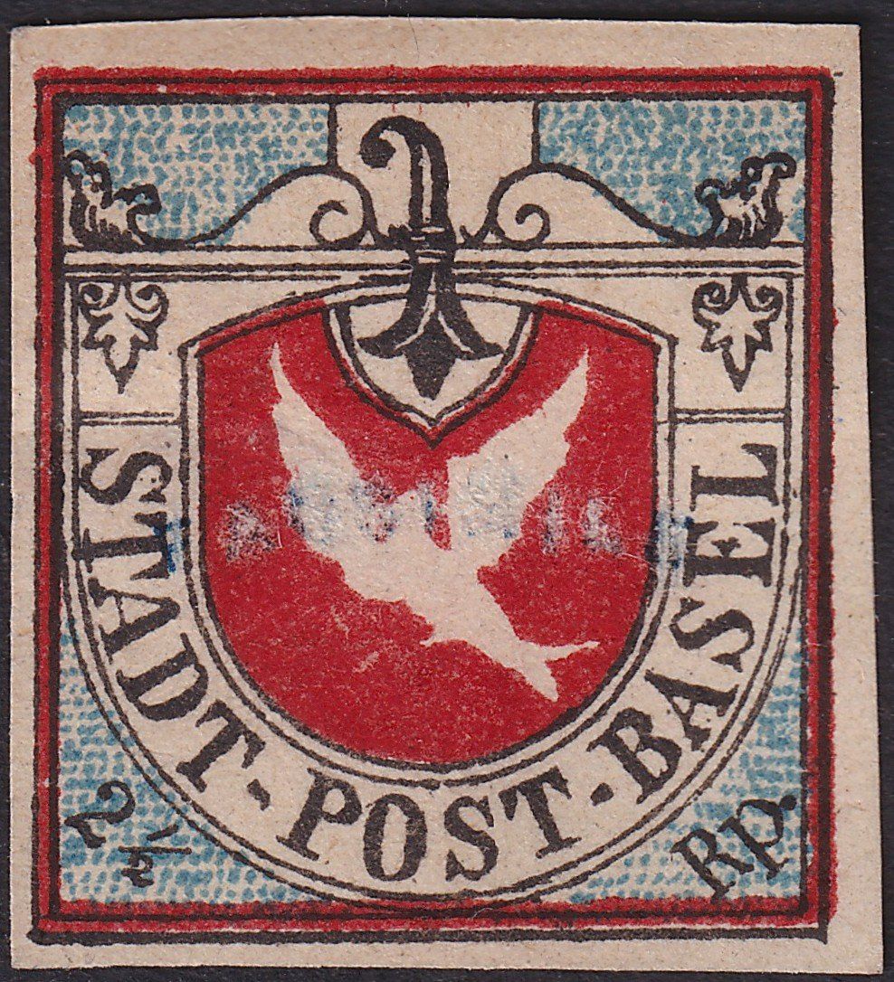 Tutti i francobolli: BASLER TAUBE, Nr.8a, gesuchte Fälschung von CHAMPION, S.49 – Usato da Sursee venduto da Luzernerraute