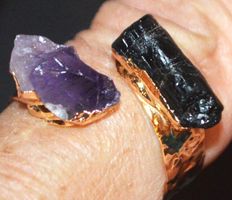 Ring L-7723 – Turmalin & Amethyst – Grössenverstellbar
