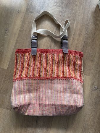 Borsa shopper in paglia multicolore estiva