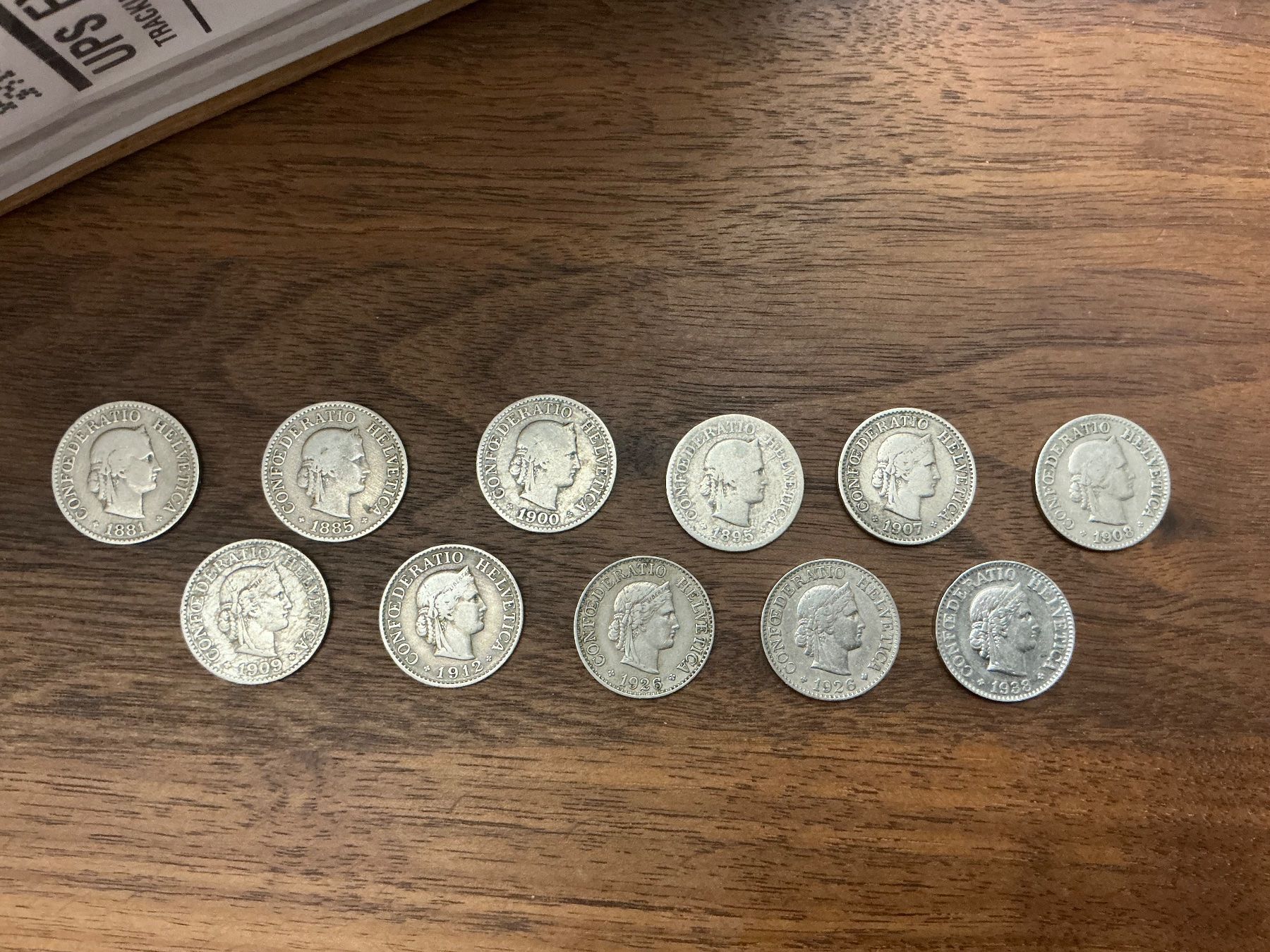 Tutti le monete: 11 x 10 Rappen – Usato da Unterägeri venduto da Peter135