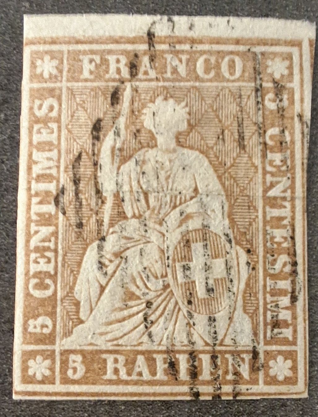 Tutti i francobolli: Strubel 22F Kat. 1400.- mit Gross Attest – Usato da Balgach venduto da SIMEON27