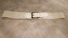 Ceinture blanche 80/32 extrémités en croute de cuir