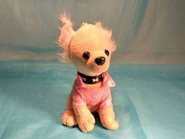 Chihuaha, Plüsch, mit rosa Jacke, L:22cm, Stelly