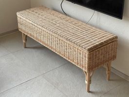 IKEA TOLKNING Bank mit Stauraum – Handgefertigtes Rattan