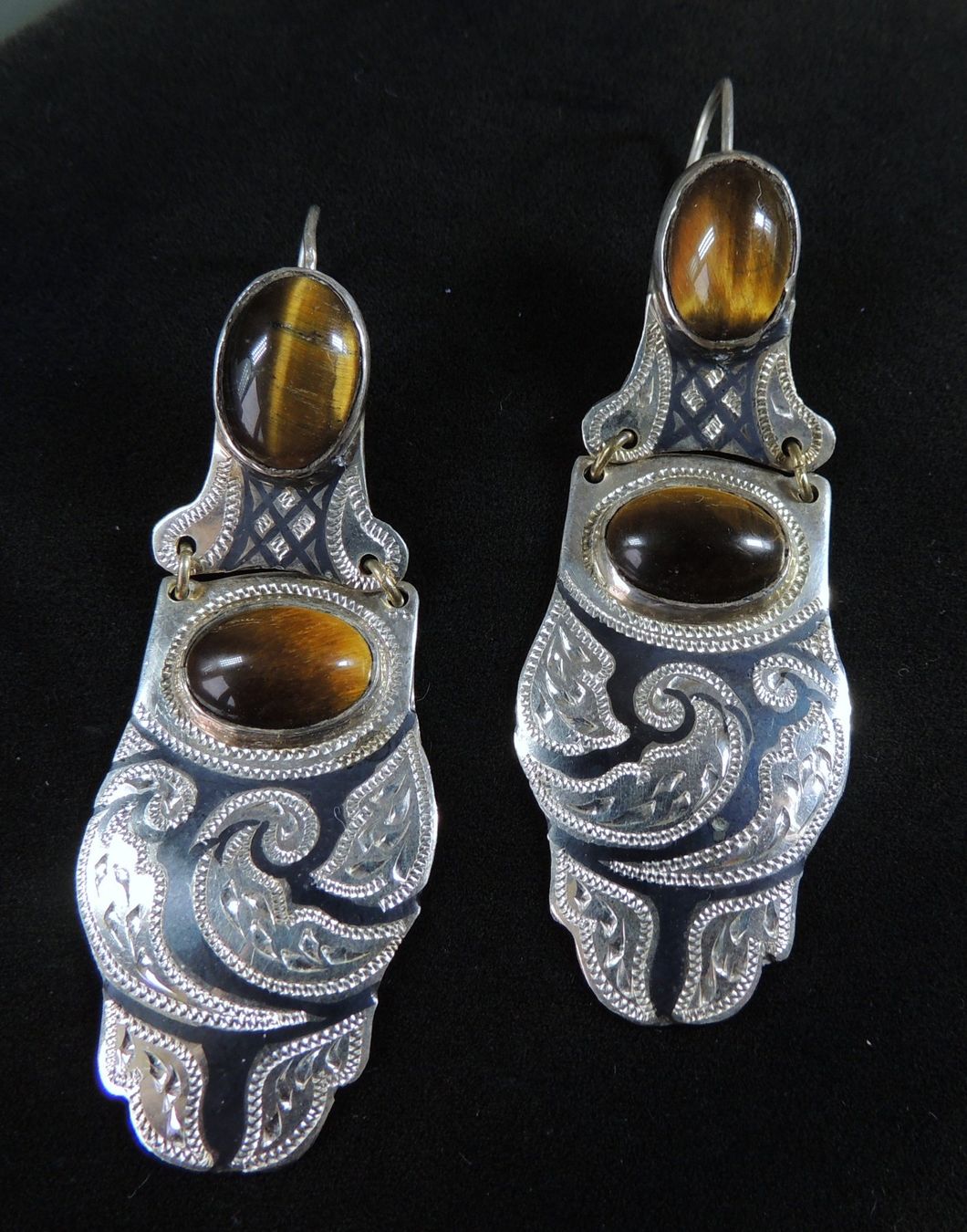 Orecchini pendenti & Orecchini a lobo: Silber 925 Tigeraugen Ohrringe 75 mm – Usato da Waldenburg venduto da schaller707 2