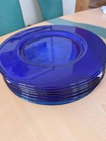 Platzteller / grosse Glasteller blau