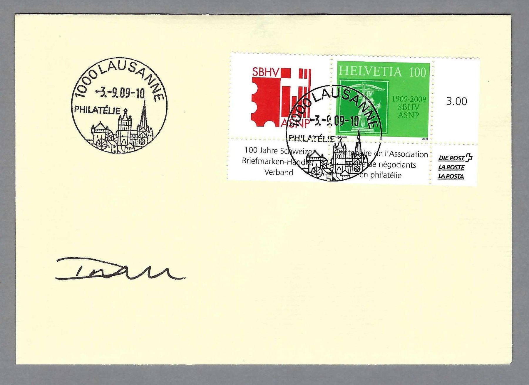 Tutti i francobolli: 2009, MARKE + K-0 LAUSANNE, SIGN. – Usato da Pura venduto da ulisse1957
