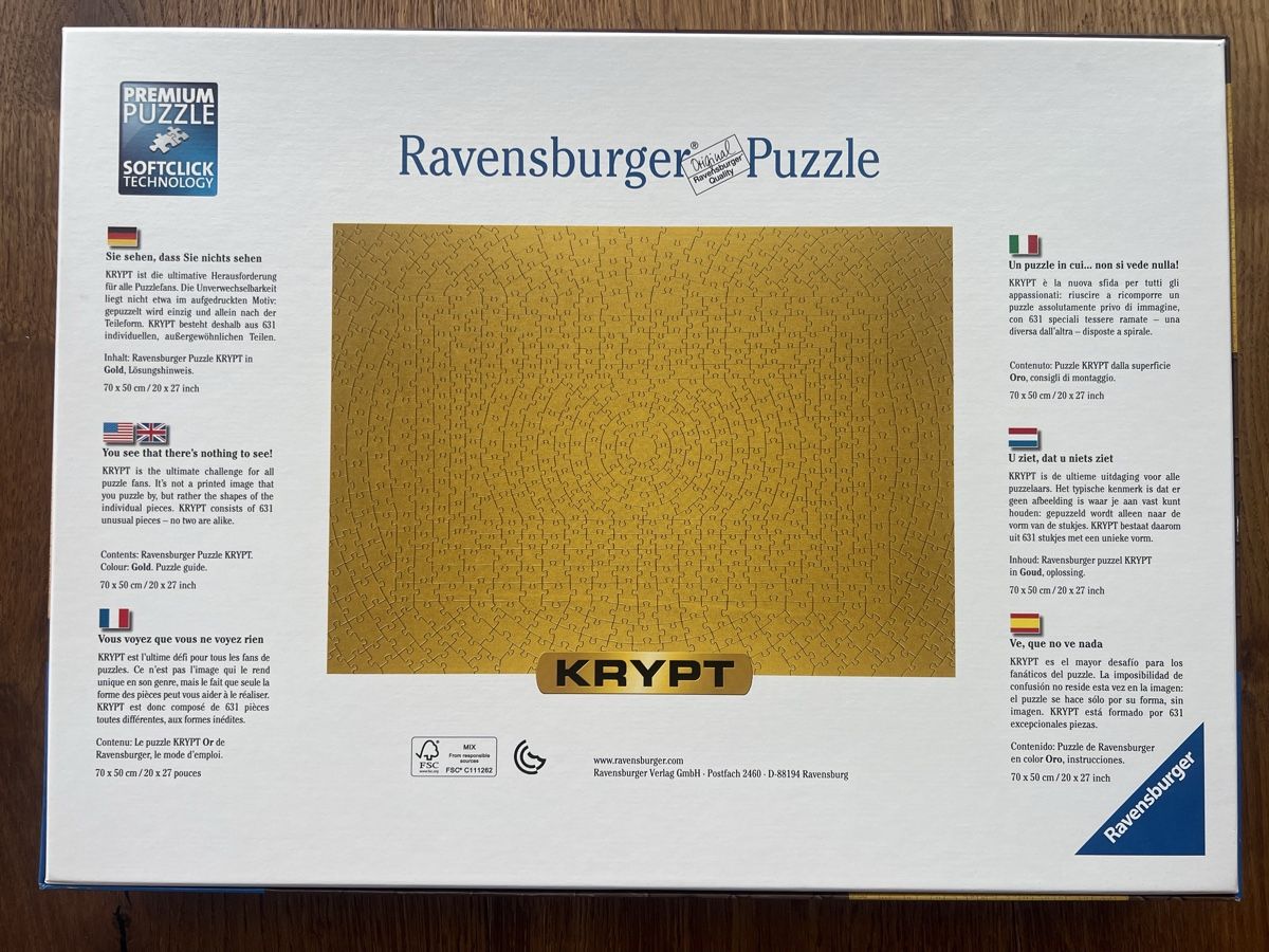 Ravensburger Puzzle: Ravensburger KRYPT Puzzle 631 Teile – Nuovo (secondo la descrizione) da Immensee venduto da LizzaSch03 1