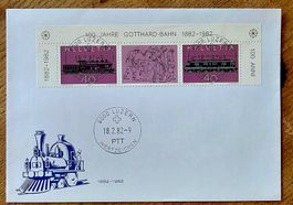 FDC 100 Jahre Gotthard-Bahn 1882-1982  Vollstempel  LUZERN