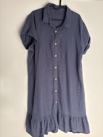 Damen Kleid blau Grösse XL Leinen 