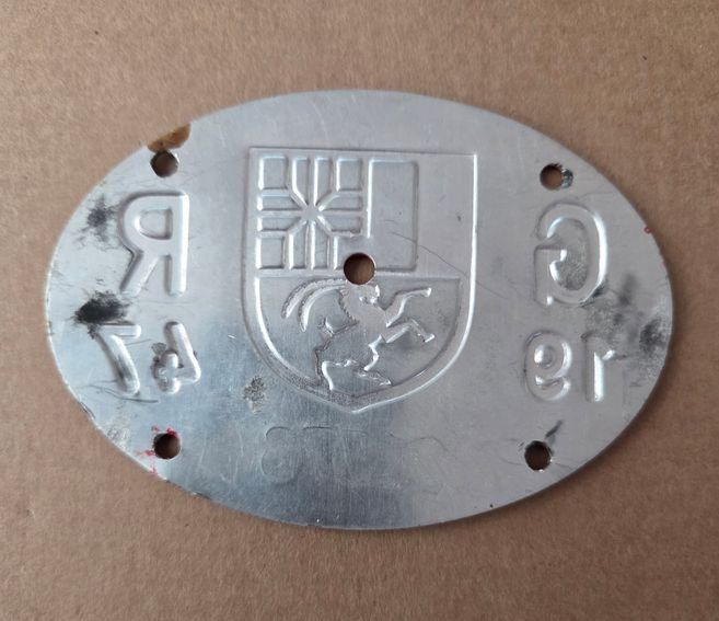 Sachs Insegne: Velonummer GR 47 plaque Velo 1947 – Usato da Schenkon venduto da Uhu007 1