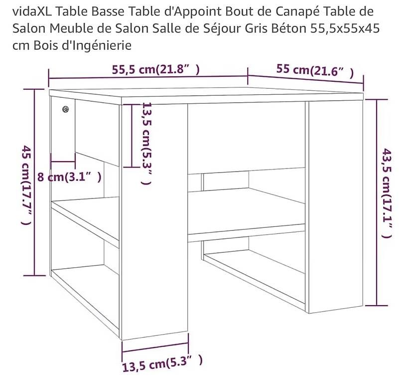 Tavoli: Table basse effet béton vidaXL – Usato da Coppet venduto da LeslieAnnArm 4