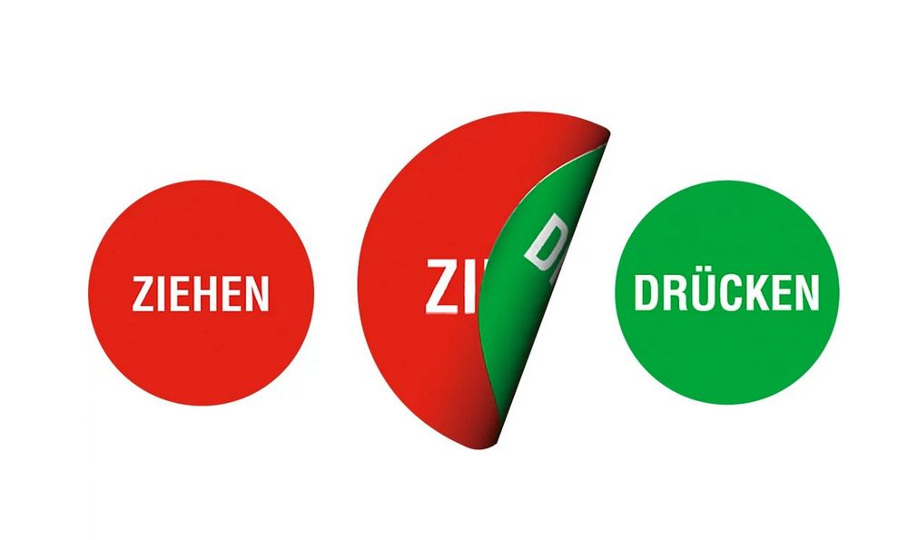 Türschild-Aufkleber Doppelseitig PULL/ZIEHEN & PUSH/DRÜCKEN – 5 Cm, Selbstklebend, Wetterfest