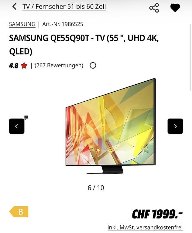 Televisori: Tv Samsung q90 55' – Usato da Collombey venduto da igor.pavlov