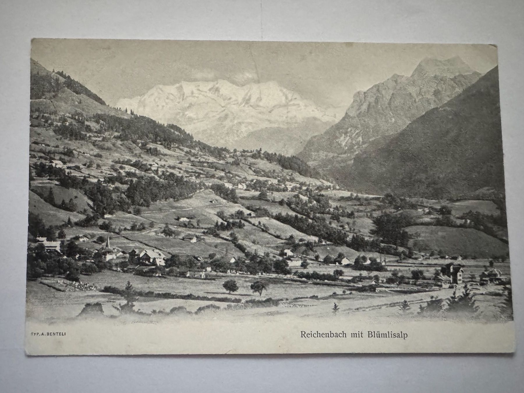 Cartoline postali: REICHENBACH mit Blüemlisalp - Ansichtskarte – Usato da Tegerfelden venduto da siebenmacky
