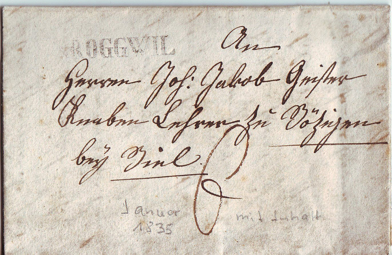 Documenti: Roggwil 1835 – Usato da Brittnau venduto da trouvaille02